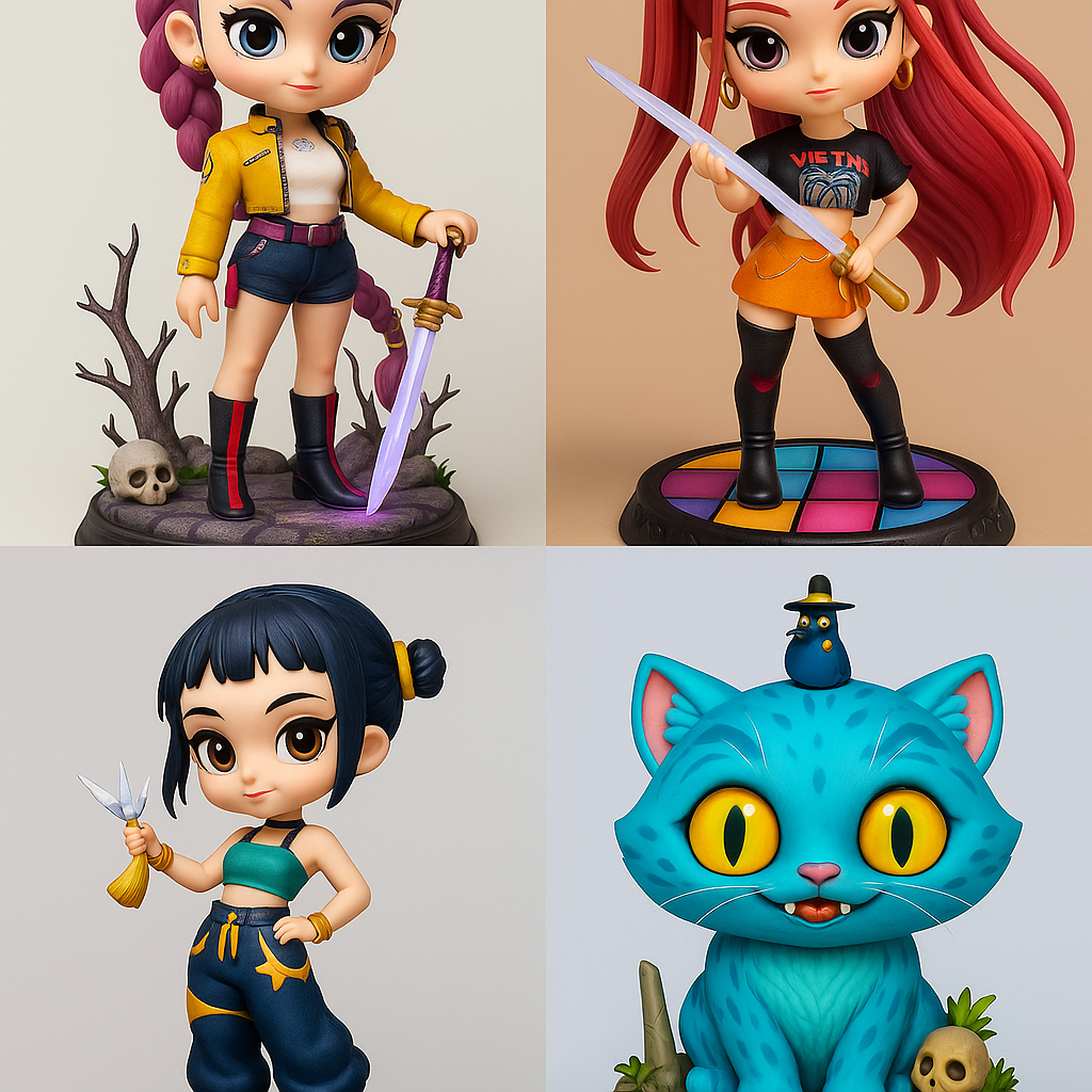 Mega Pack Qposket – Rumi, Mira, Zoey, and Derpy Tiger – K-Pop Demon Hunters